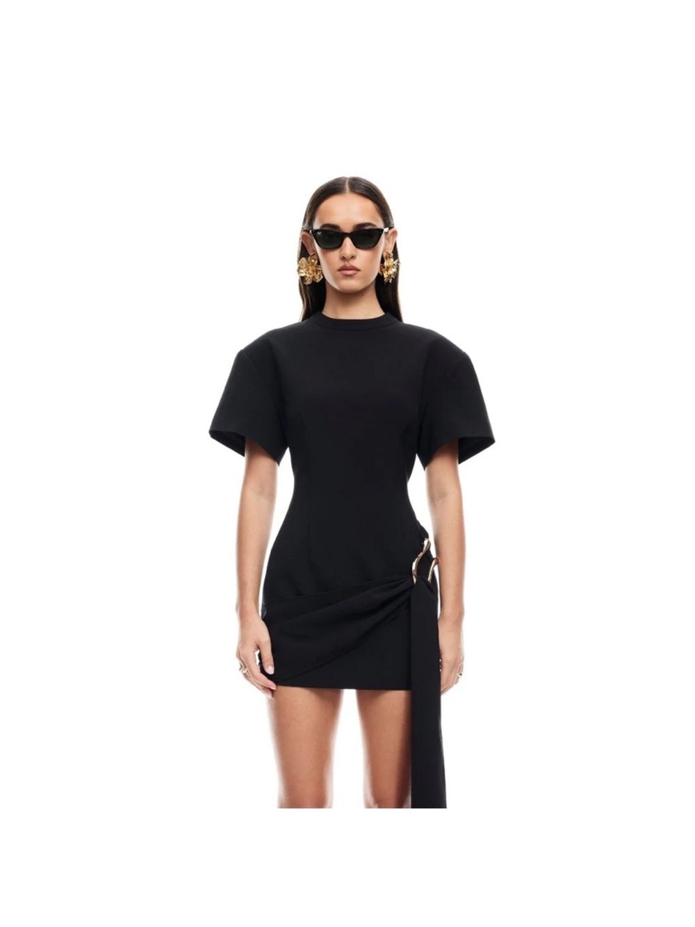 Lioness Martini Draped Belt Minidress Onyx. Size Medium - Picture 4 of 6